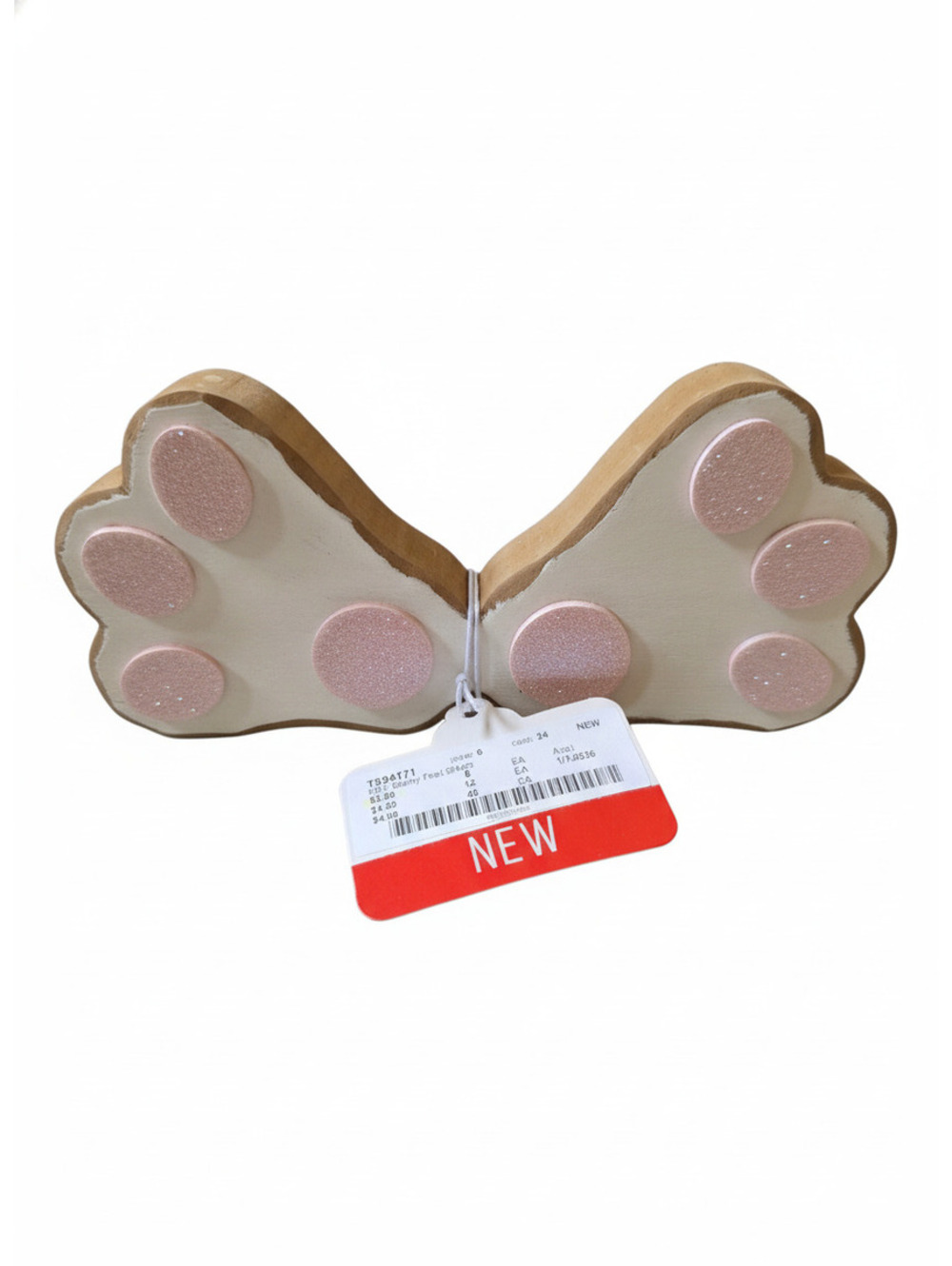 Transpac Decorative Wooden Bunny Ears with Pink Glitter Accents